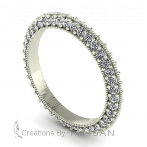 Diamond Round Cut Milgrain Knife Edge Eternity Ring 0.85Ctw