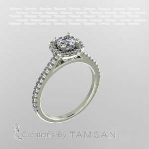 Halo Cathedral Engagement Ring 0.60Ctw