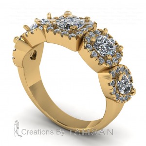 Diamond Princess, Marquise, Cushion and Round Anniversary Ring 1.60Ctw