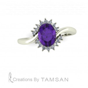 Oval Halo Bypass Engagement Ring 2.10Ctw