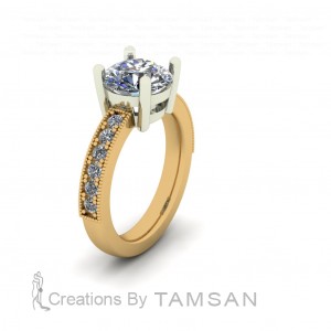 Milgrain Round Basket Engagement Ring