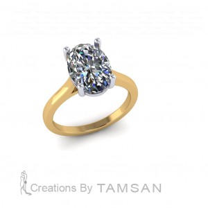 Oval Solitaire Engagement Ring 2.9Ctw