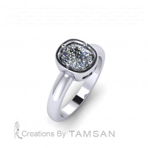 Cushion Solitaire Engagement Ring 1.7Ctw