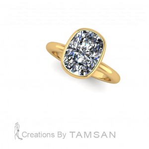 Cushion Solitaire Engagement Ring 2.8Ctw