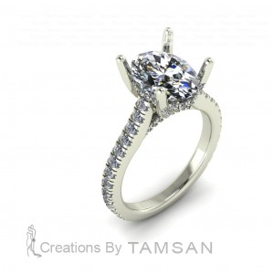 Oval Hidden Halo Cathedral Engagement Ring 2.90Ctw