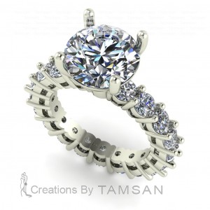 Eternity Side Stone Engagement Ring 7Ctw