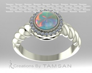 Opal Halo Engagement Ring 1.30Ctw