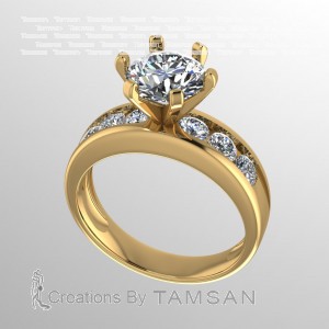 Side Stone Engagement Ring 2.10Ctw