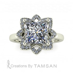 Princess Halo Engagement Ring 2.35Ctw