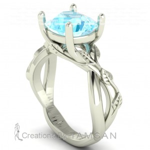 Leaves Vine Cushion Solitaire Engagement Ring 4.50Ctw