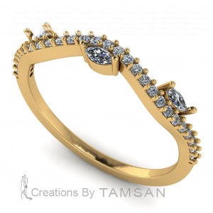 Diamond Marquise and Round Anniversary Wave Ring 0.25Ctw