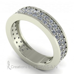 Diamond Round Cut 2 Row Anniversary Ring 1.10Ctw
