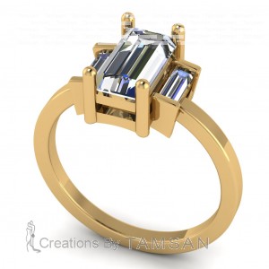 Three Stone Baguette Engagement Ring 1.60Ctw