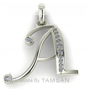 Diamond Initial Fancy Letter A 0.10Ctw