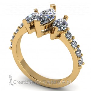 Three Stone Marquise Engagement Ring 1.45Ctw