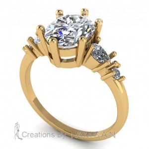 Five Stone Oval, Pear and Round Engagement Ring 1.95Ctw