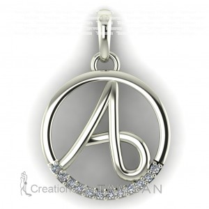 Diamond Initial Circle Letter A 0.075Ctw