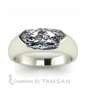 Marquise Solitaire Wide Engagement Ring 1.60Ctw