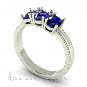Diamond Oval Anniversary Ring with Milgrain 1.10Ctw