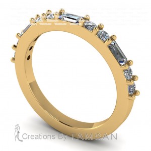 Diamond Baguette and Round Anniversary Ring 0.45Ctw