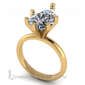 Pear Solitaire Engagement Ring 2.35Ctw