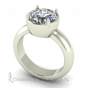 Round Bezel Solitaire Engagement Ring 2Ctw