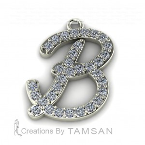 Diamond Initial Script Letter B 0.40Ctw