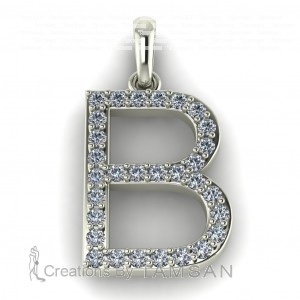 Diamond Initial Block Letter B 0.40Ctw