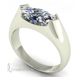 Marquise Solitaire Wide Engagement Ring 1.60Ctw