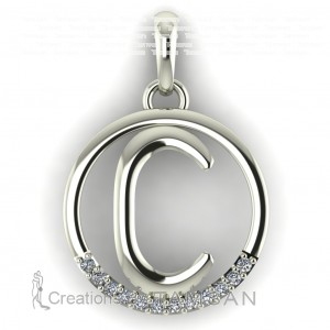 Diamond Initial Circle Letter C 0.075Ctw