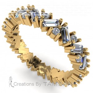 Diamond Baguette and Round Eternity Ring 1.50Ctw