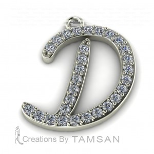 Diamond Initial Script Letter D 0.35Ctw