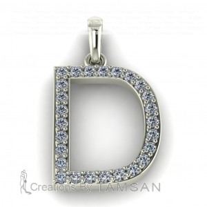 Diamond Initial Block Letter D 0.35Ctw