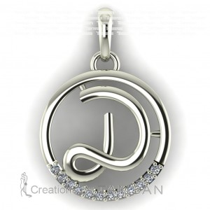 Diamond Initial Circle Letter D 0.075Ctw