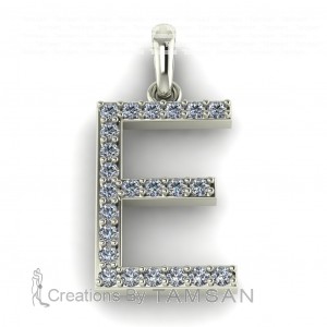 Diamond Initial Block Letter E 0.30Ctw