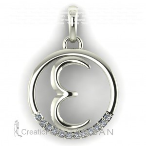 Diamond Initial Circle Letter E 0.075Ctw