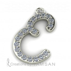 Diamond Initial Script Letter E 0.25Ctw