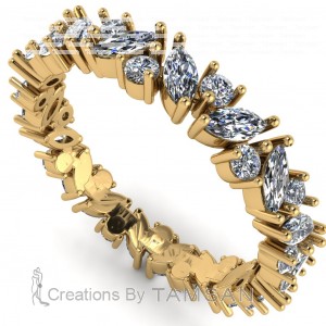 Diamond Marquise and Round Eternity Ring 1.20Ctw