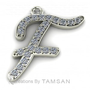 Diamond Initial Script Letter F 0.30Ctw