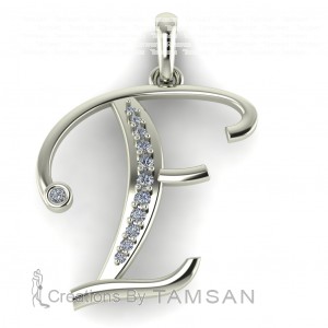 Diamond Initial Fancy Letter F 0.11Ctw