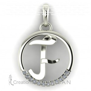 Diamond Initial Circle Letter F 0.075Ctw