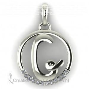 Diamond Initial Circle Letter G 0.075Ctw