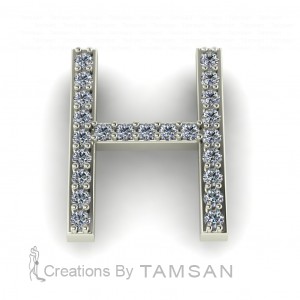 Diamond Initial Block Letter H 0.30Ctw