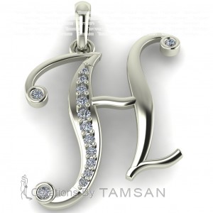    Diamond Initial Fancy Letter H 0.13Ctw