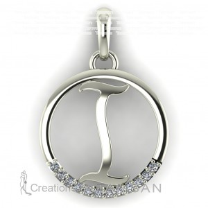 Diamond Initial Circle Letter I 0.075Ctw