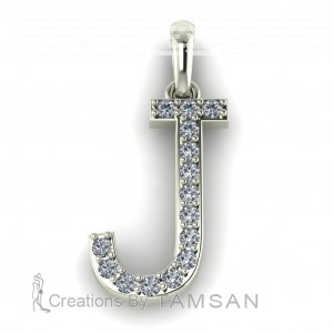 Diamond Initial Block Letter J 0.20Ctw