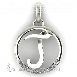 Diamond Initial Circle Letter J 0.075Ctw