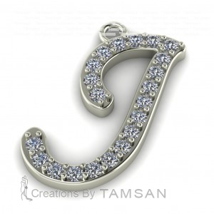 Diamond Initial Script Letter J 0.25Ctw