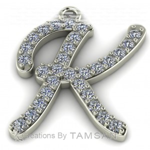 Diamond Initial Script Letter K 0.35Ctw