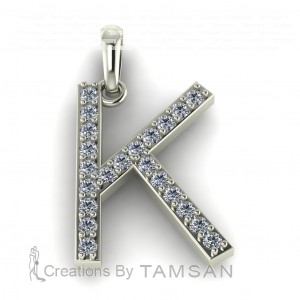 Diamond Initial Block Letter K 0.30Ctw